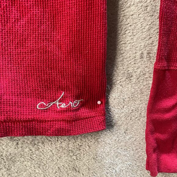 Y2k Aeropostale Waffle Knit Henley Top Large Button Up Elena Bella Indie Grunge - Picture 5 of 10